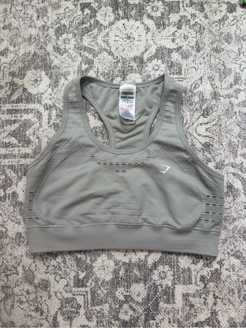 Gymshark Seamless Racerback Sports Bra-Sage Gray Size M